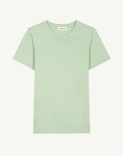 T-shirt enfant-VERT AMANDE-85% pima coton 15% cachemire