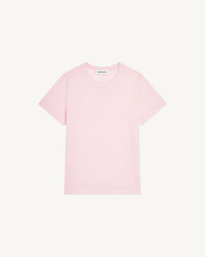 T-shirt enfant-ROSE QUARTZ-85% pima coton 15% cachemire