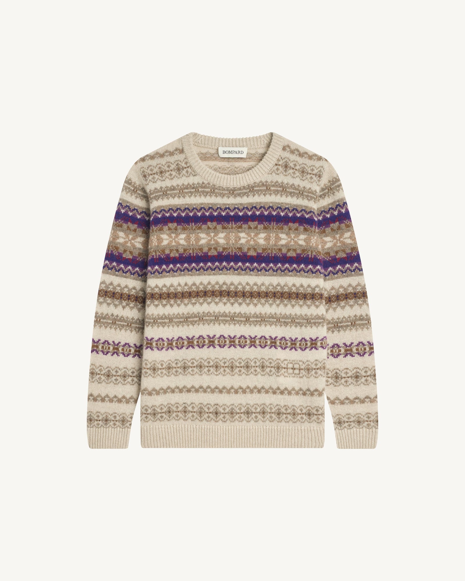 Col rond fairisle enfant-AVOINE/ULTRAVIOLET-100% cachemire