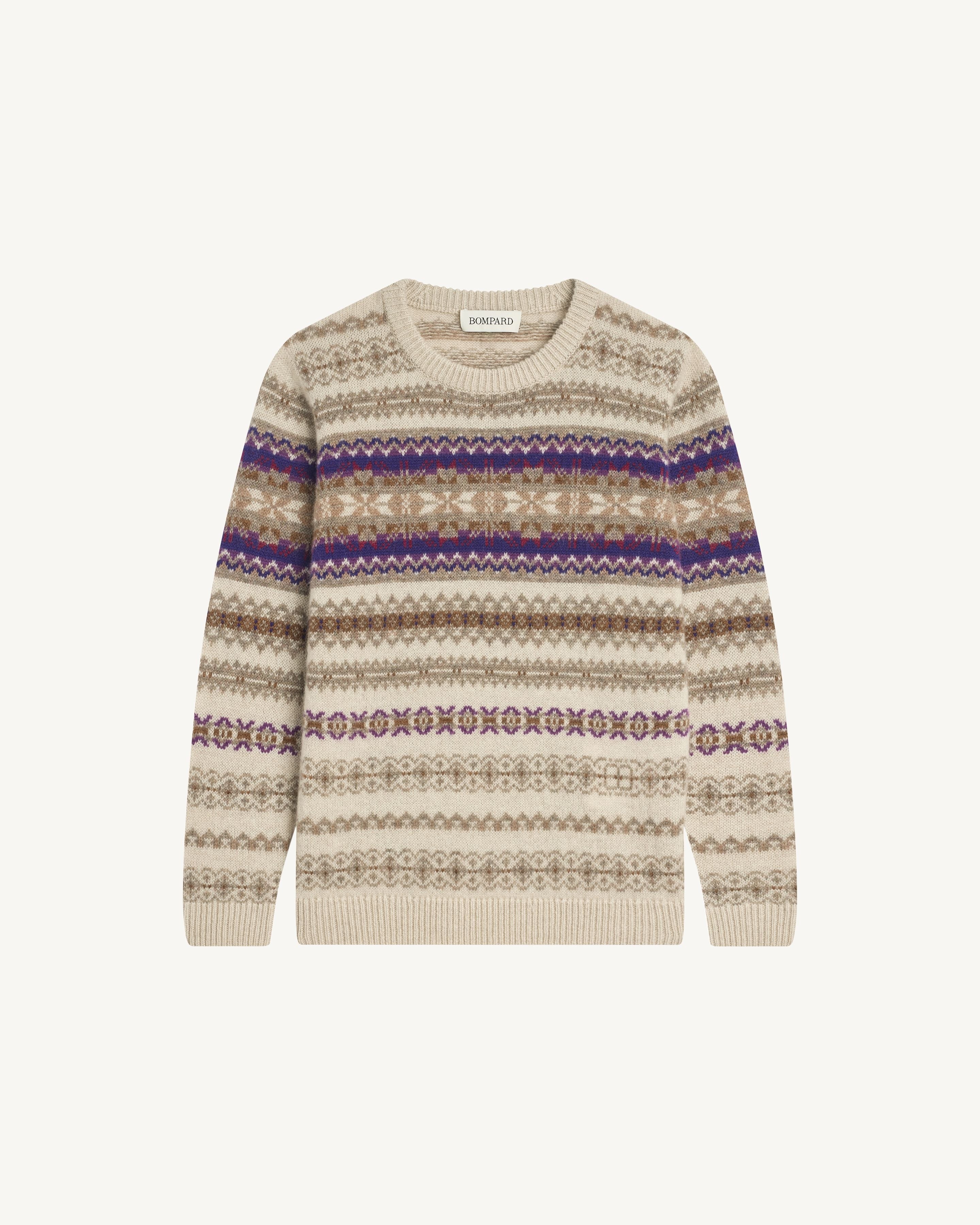 Col rond fairisle enfant-AVOINE/ULTRAVIOLET-100% cachemire