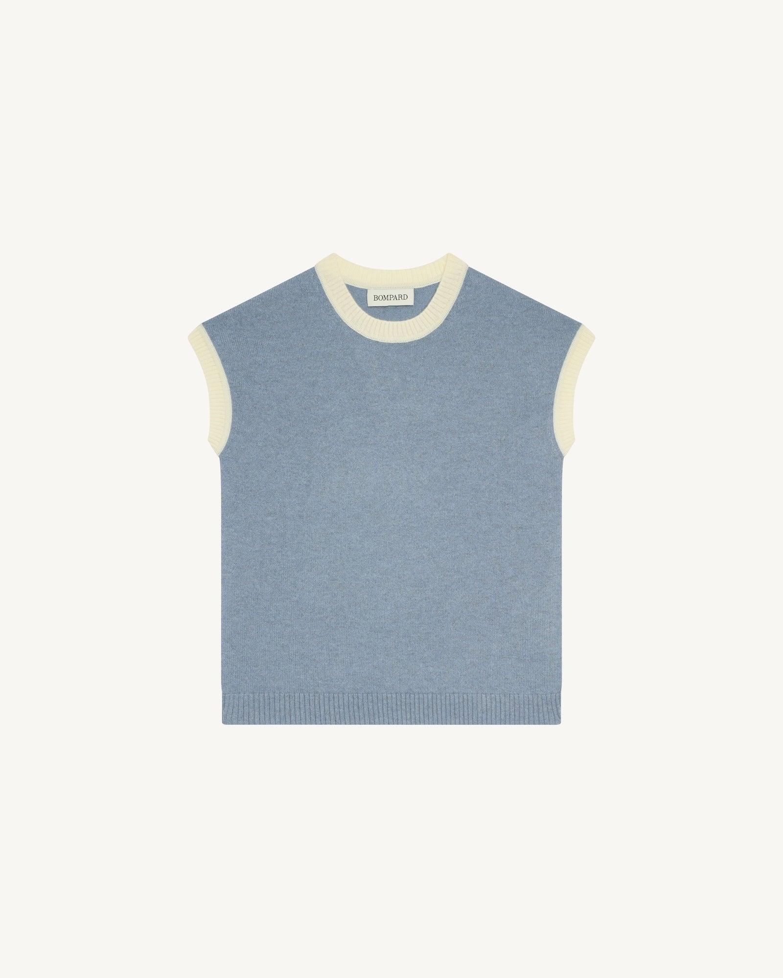 Col rond sans manches enfant-BLEU GLACIER-100% cachemire