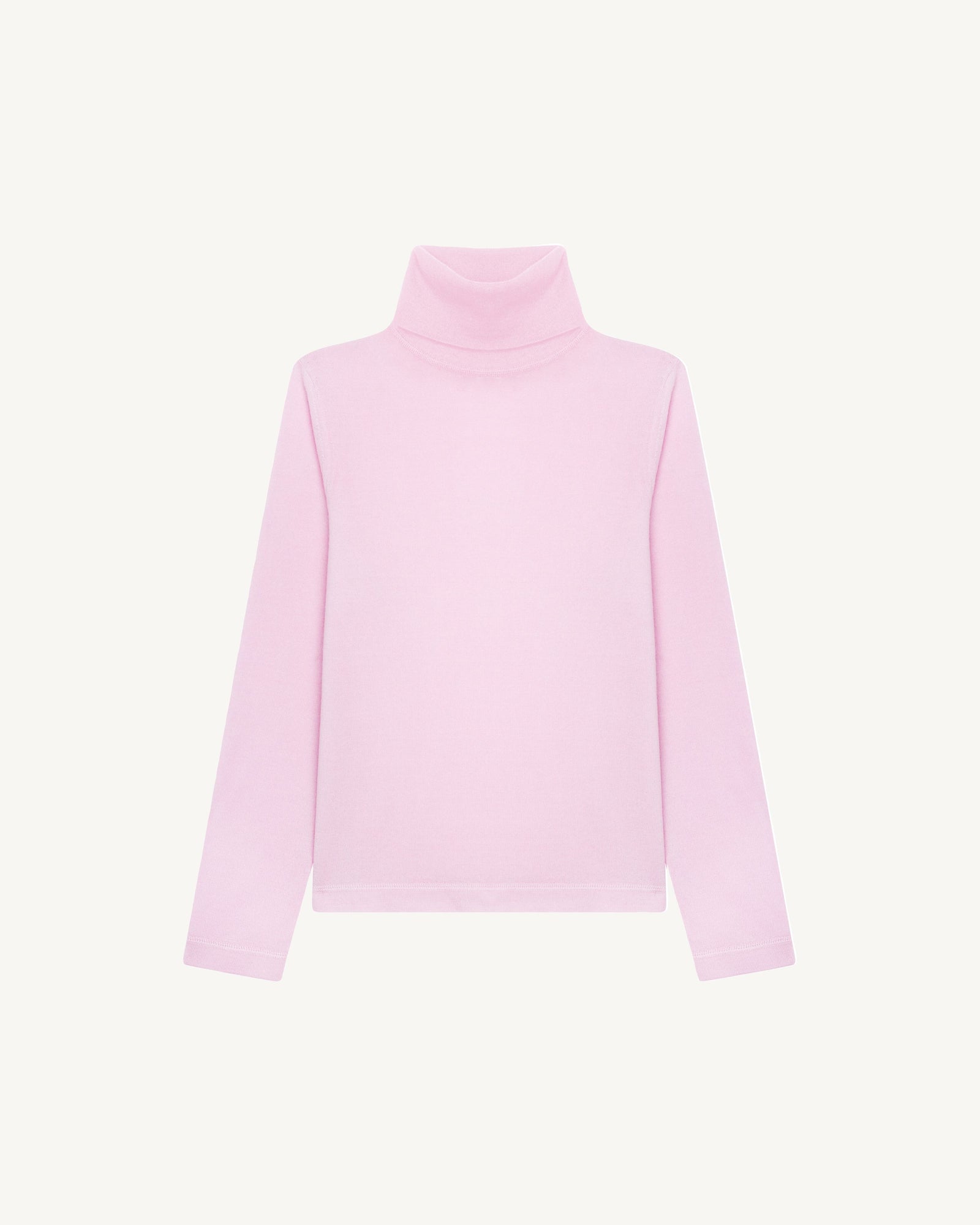 Col montant ultrafin enfant-ROSE QUARTZ-85% pima coton 15% cachemire