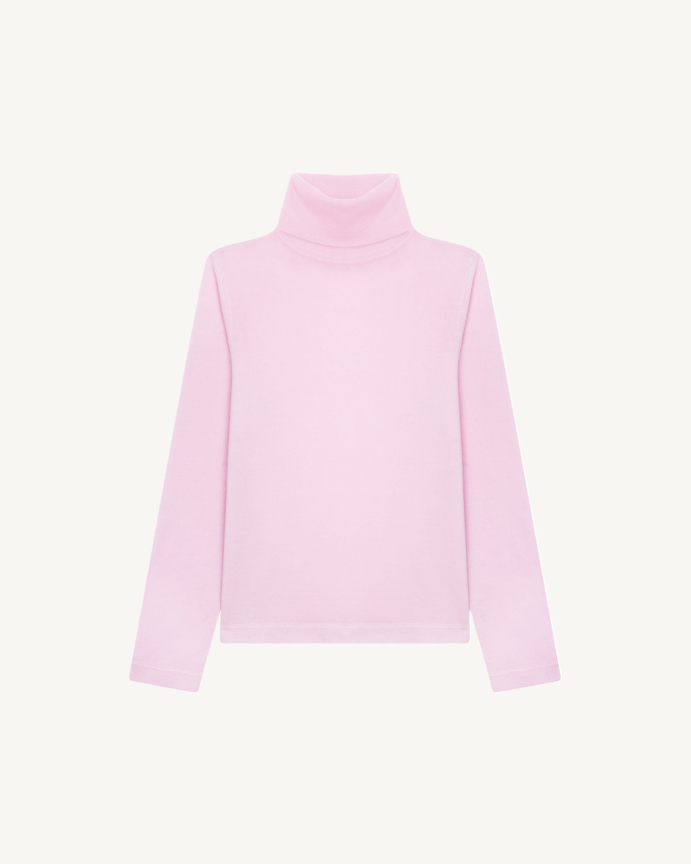 Col montant ultrafin enfant-ROSE QUARTZ-85% pima coton 15% cachemire