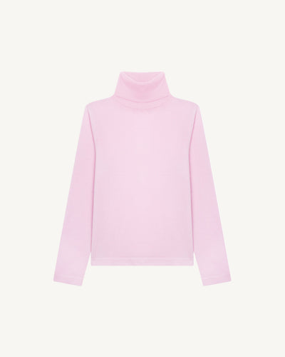 Col montant ultrafin enfant-ROSE QUARTZ-85% pima coton 15% cachemire