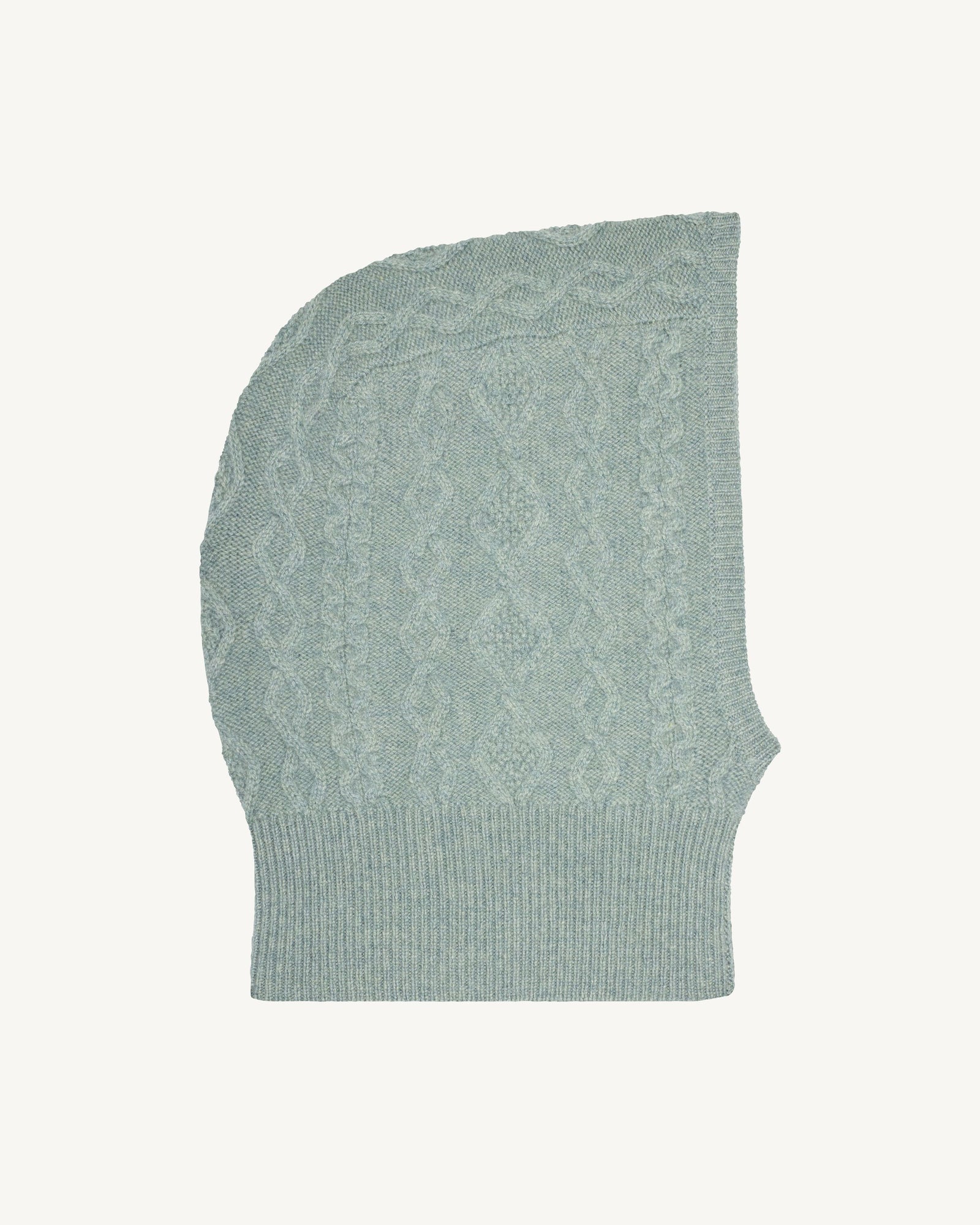 Cagoule à torsades enfant-VERT DE GRIS-100% cachemire