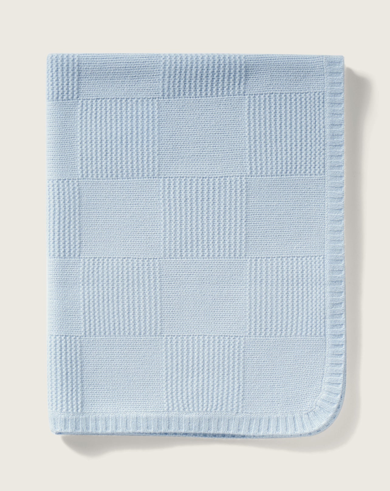 Couverture tricotée bébé-BLEU DOUX-100% CACHEMIRE