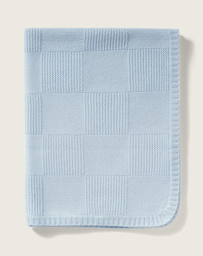 Couverture tricotée bébé-BLEU DOUX-100% CACHEMIRE