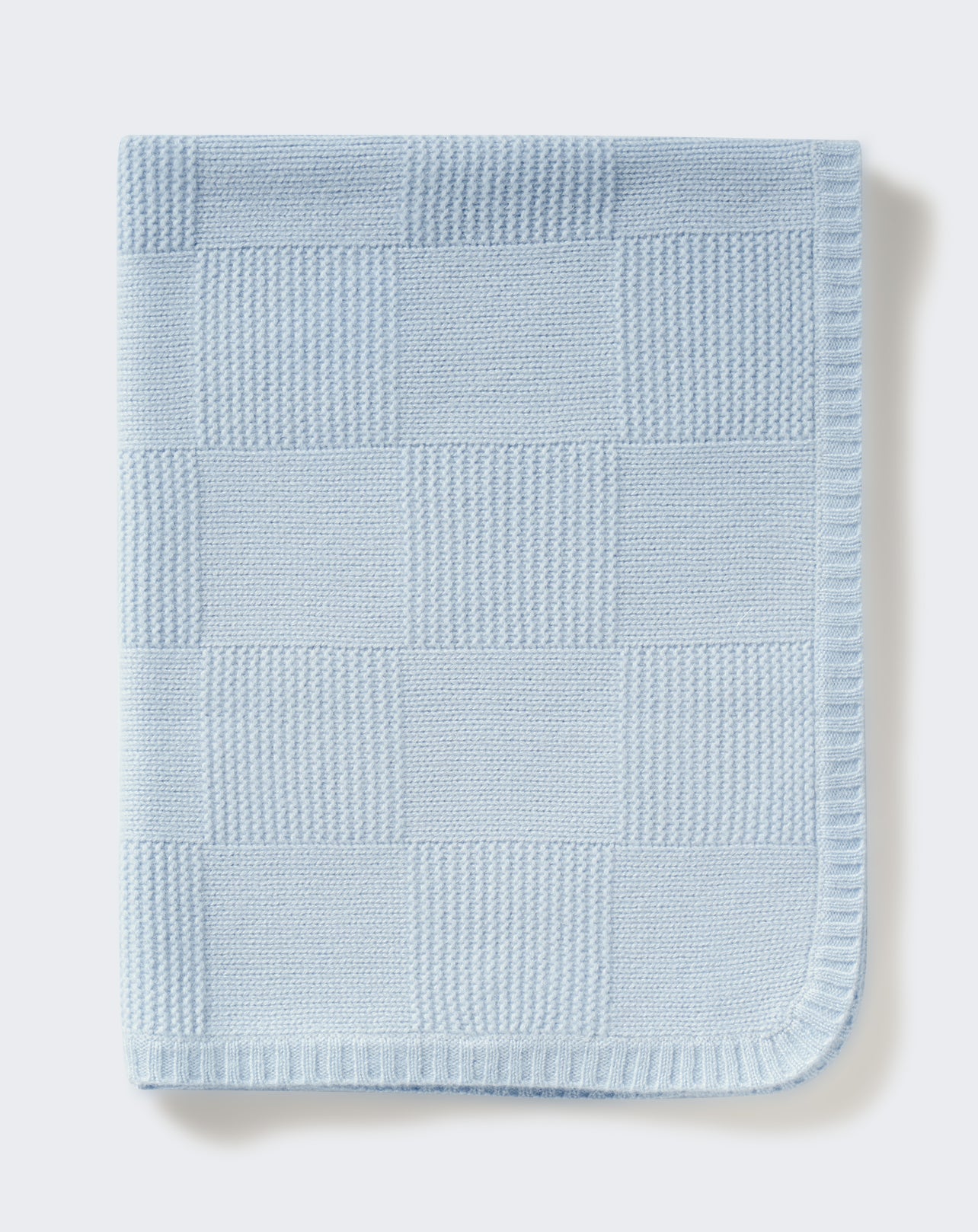 Couverture tricotée bébé-BLEU DOUX-100% cachemire