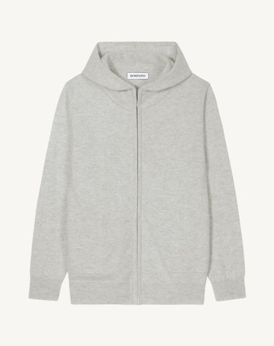 Hoodie enfant-GRIS ARGENTE-100% CACHEMIRE