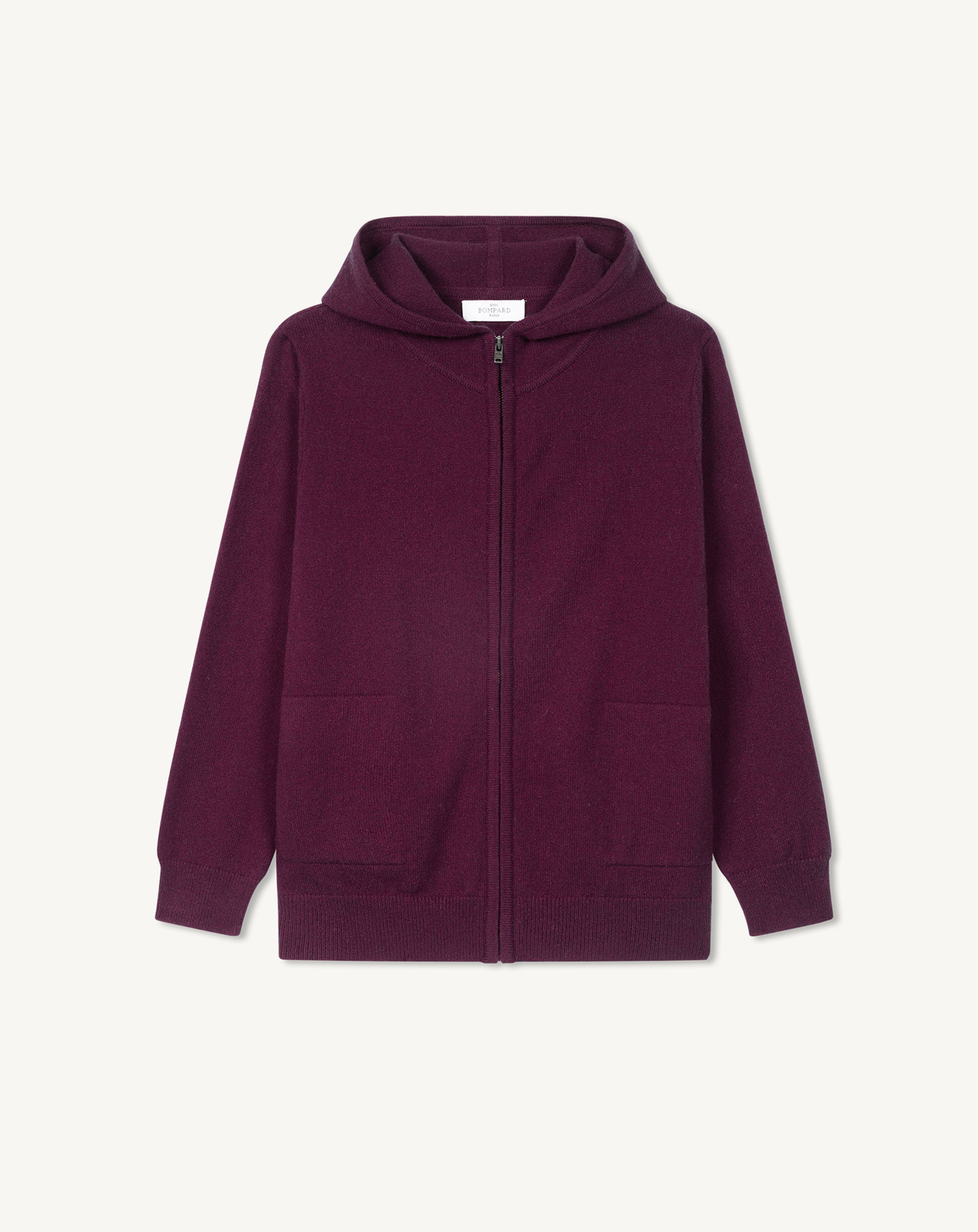 Hoodie enfant-PRUNE DAMAS-100% cachemire