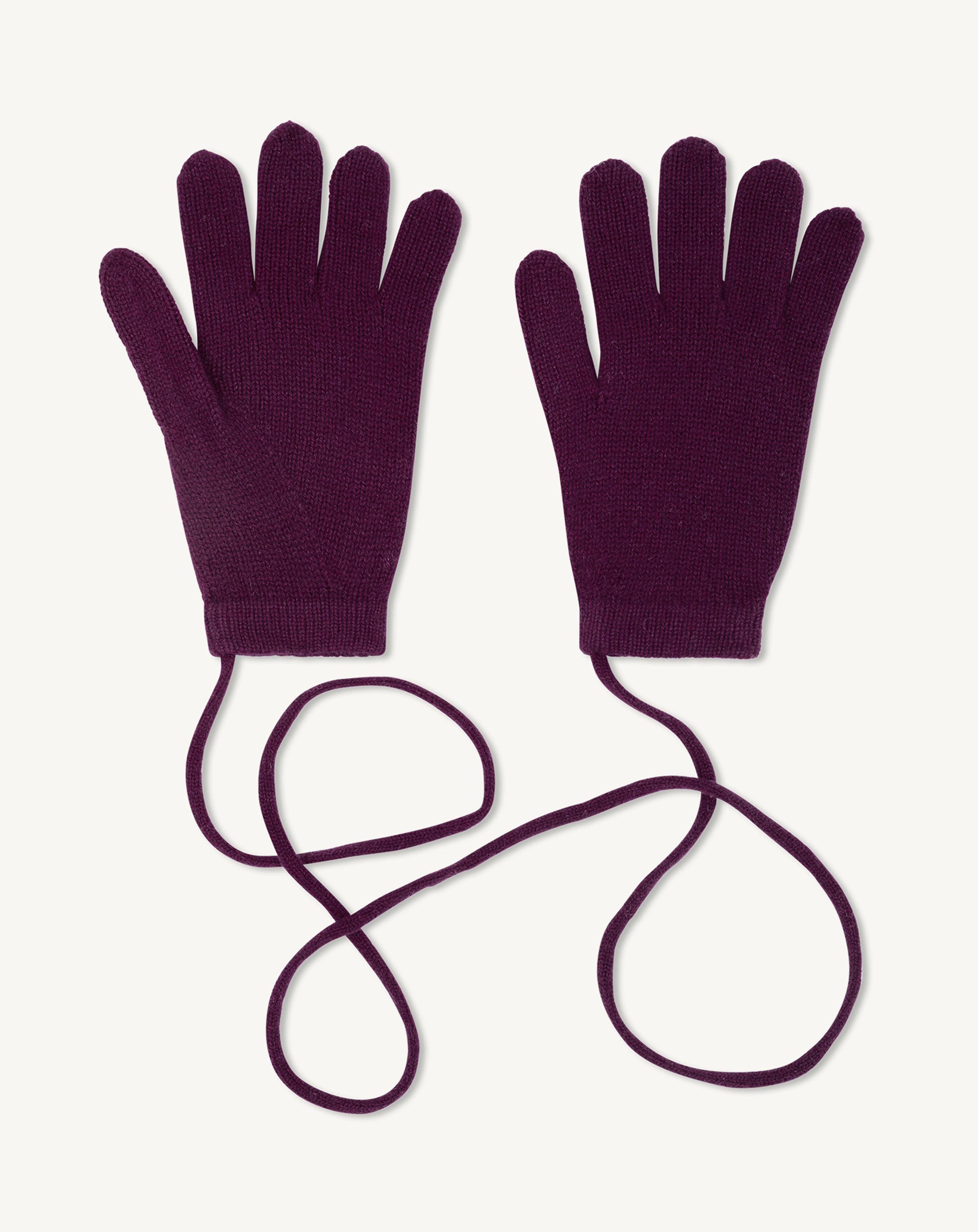 Gants enfant-PRUNE DAMAS-100% cachemire
