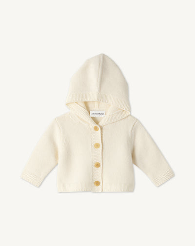 Gilet capuche bébé-NATUREL-100% cachemire