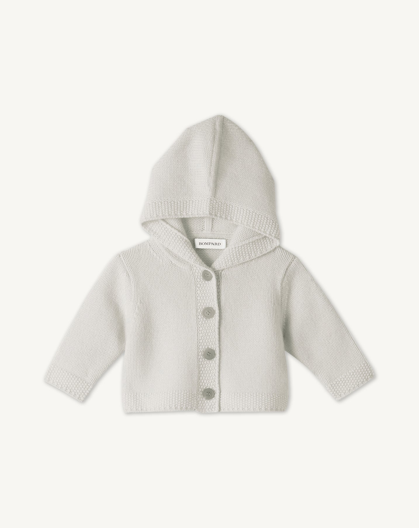 Gilet à capuche bébé-GRIS ARGENTE-100% CACHEMIRE