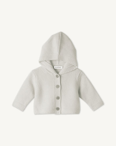 Gilet à capuche bébé-GRIS ARGENTE-100% CACHEMIRE