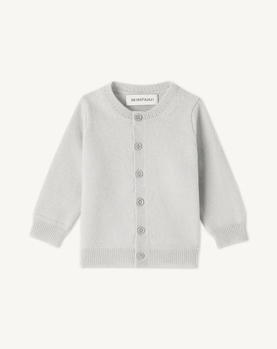 Cardigan bébé-GRIS ARGENTE-100% CACHEMIRE