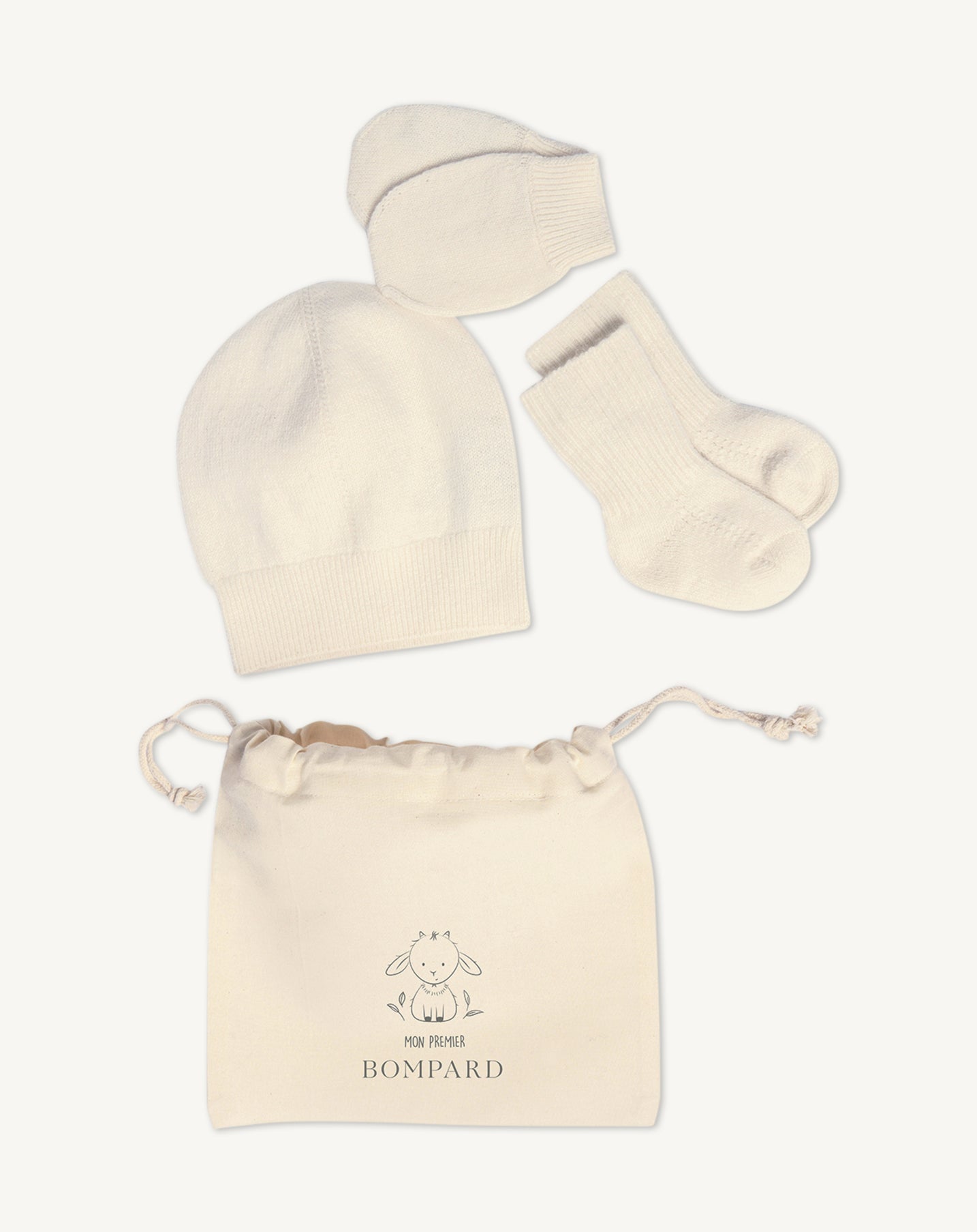 Set de naissance en coton cachemire-NATUREL-70% coton bio 30% cachemire