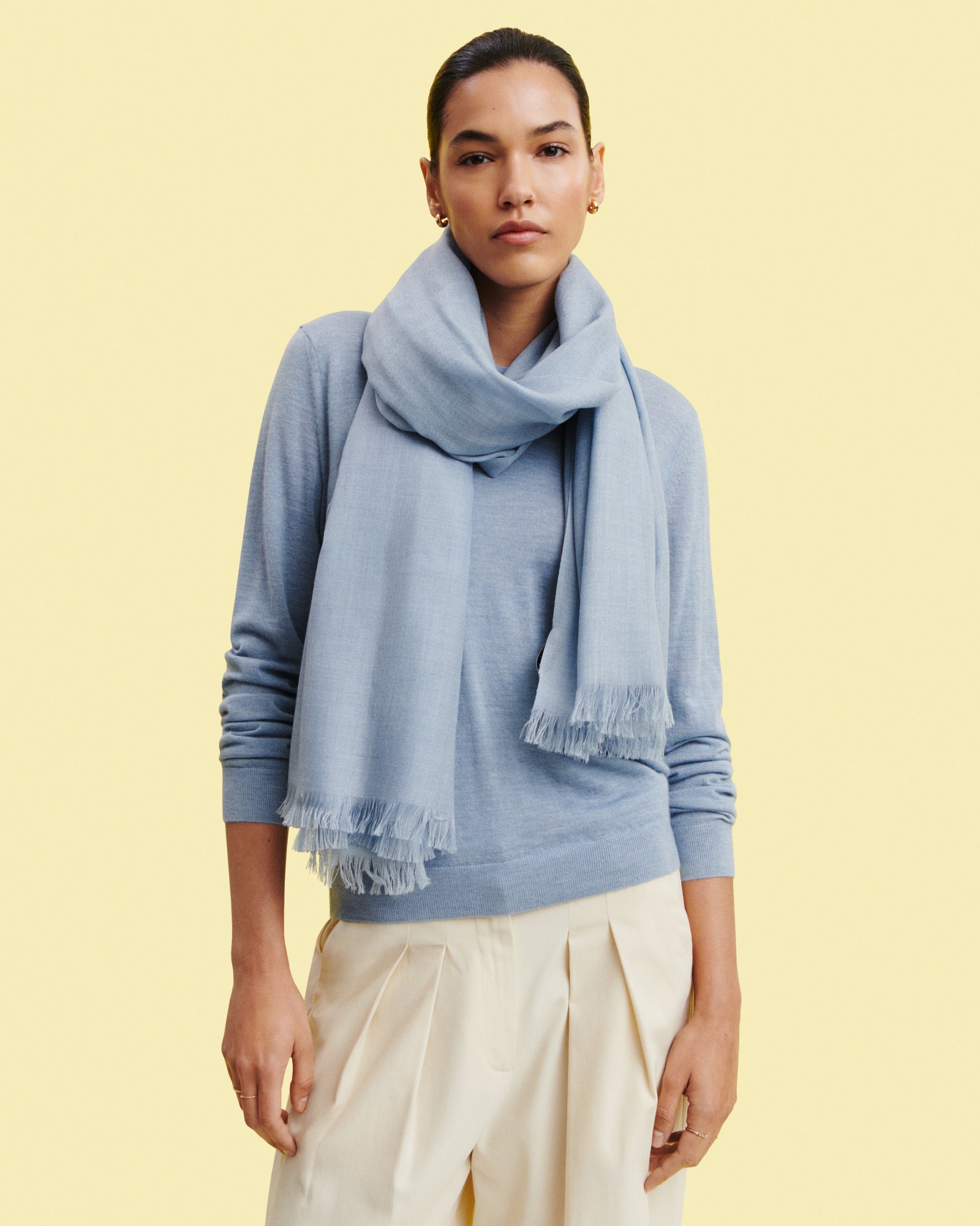 Etole en voile -BLEU GLACIER-100% cachemire