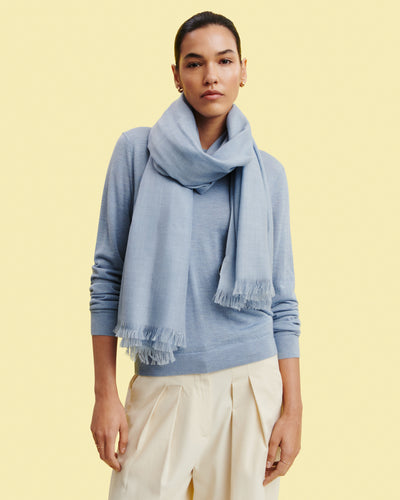Etole en voile -BLEU GLACIER-100% cachemire