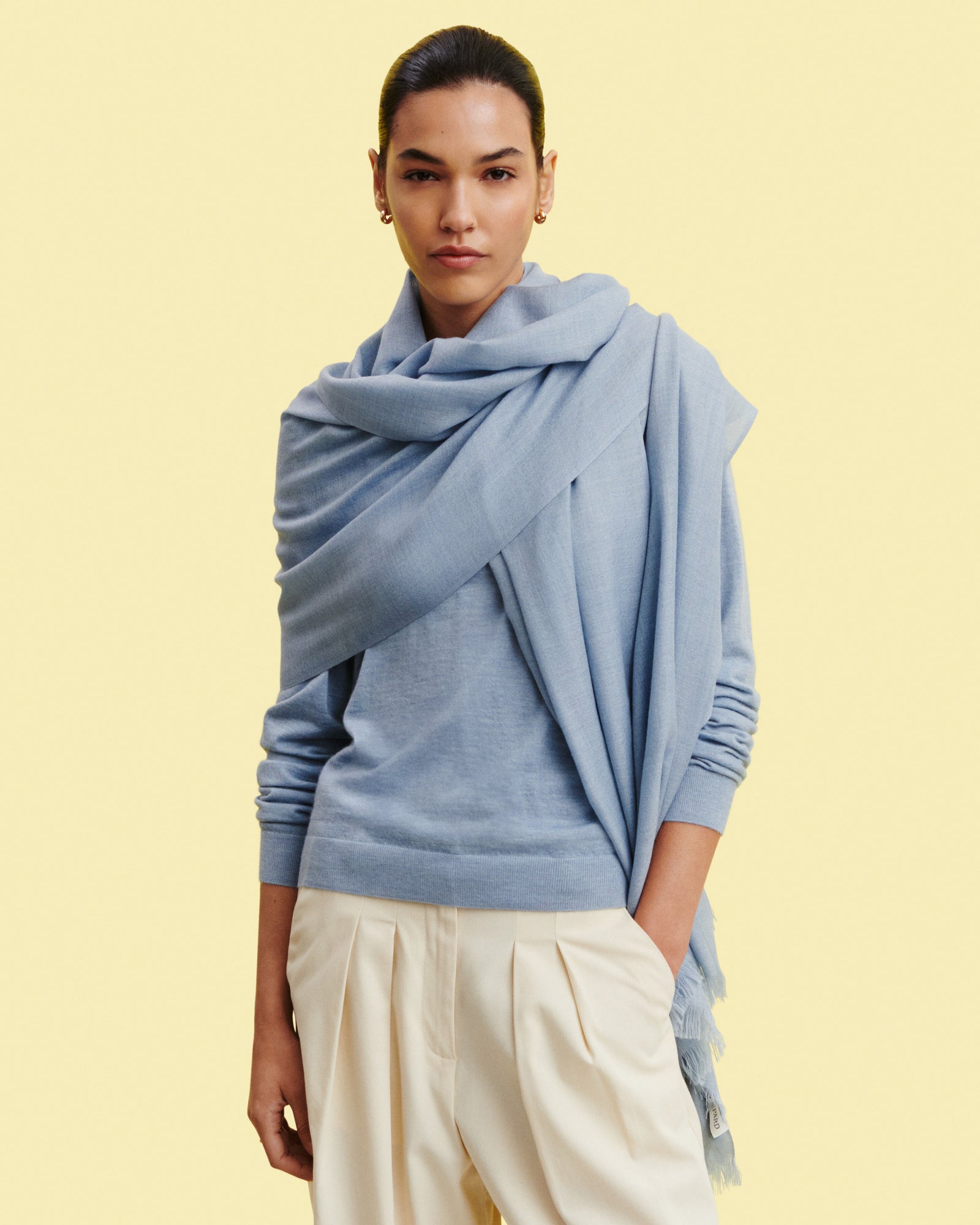 Etole en voile -BLEU GLACIER-100% cachemire