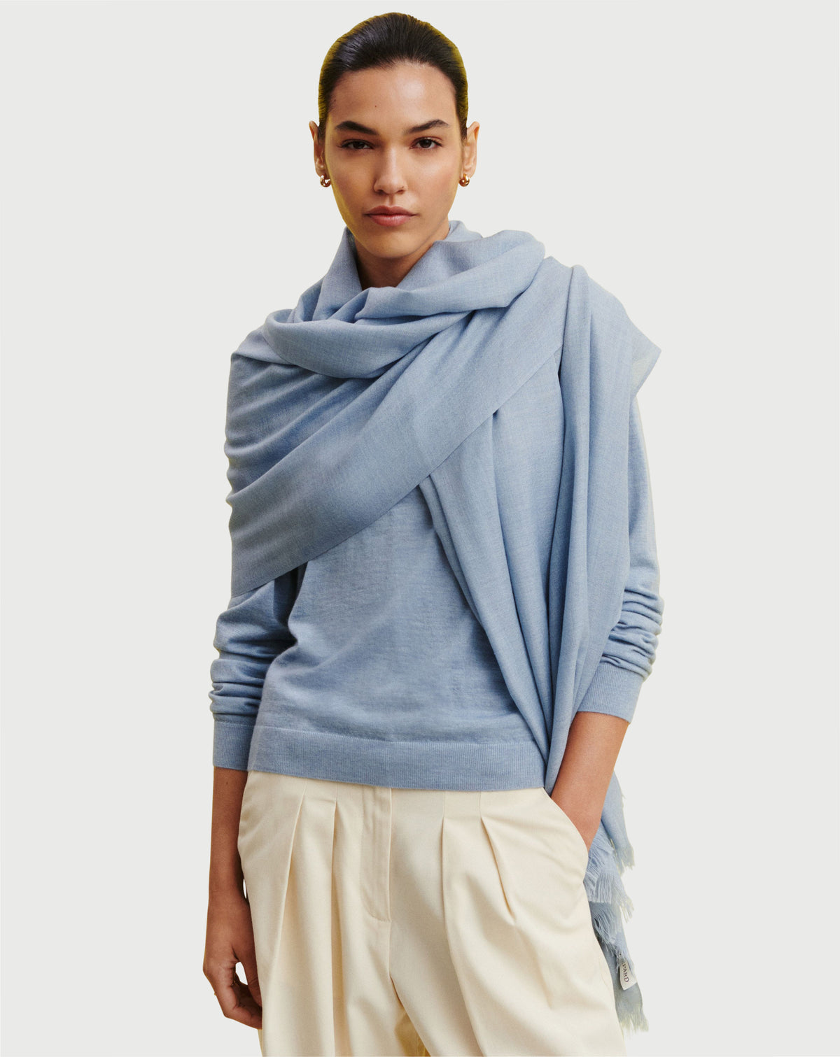 Etole en voile -BLEU GLACIER-100% cachemire