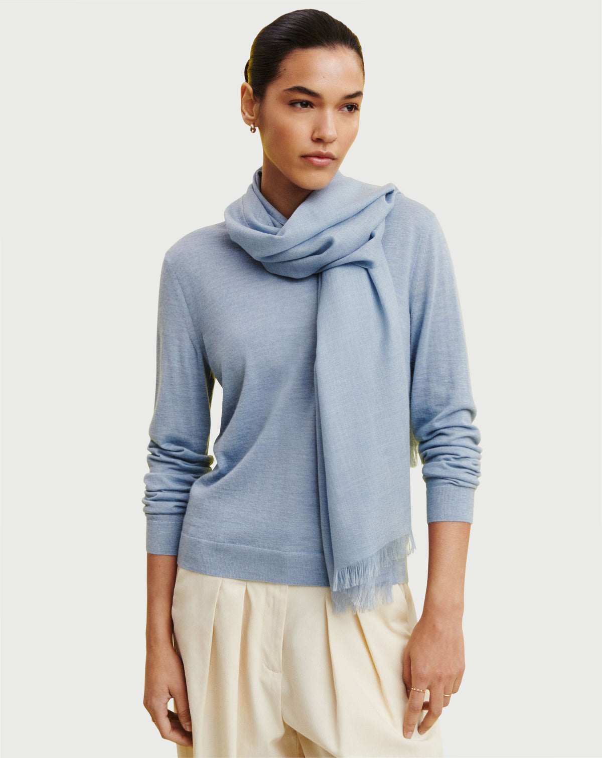 Etole en voile -BLEU GLACIER-100% cachemire
