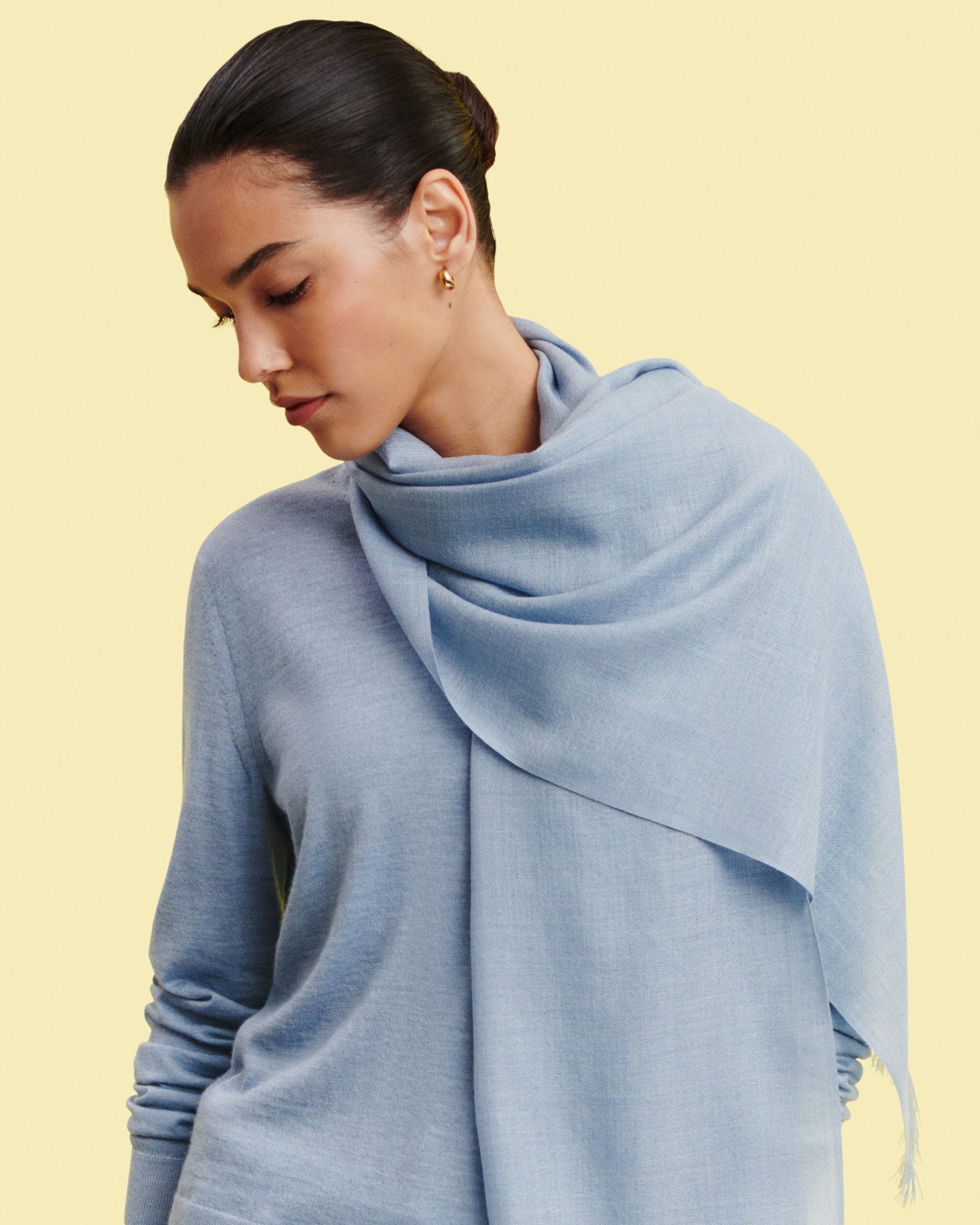 Etole en voile -BLEU GLACIER-100% cachemire