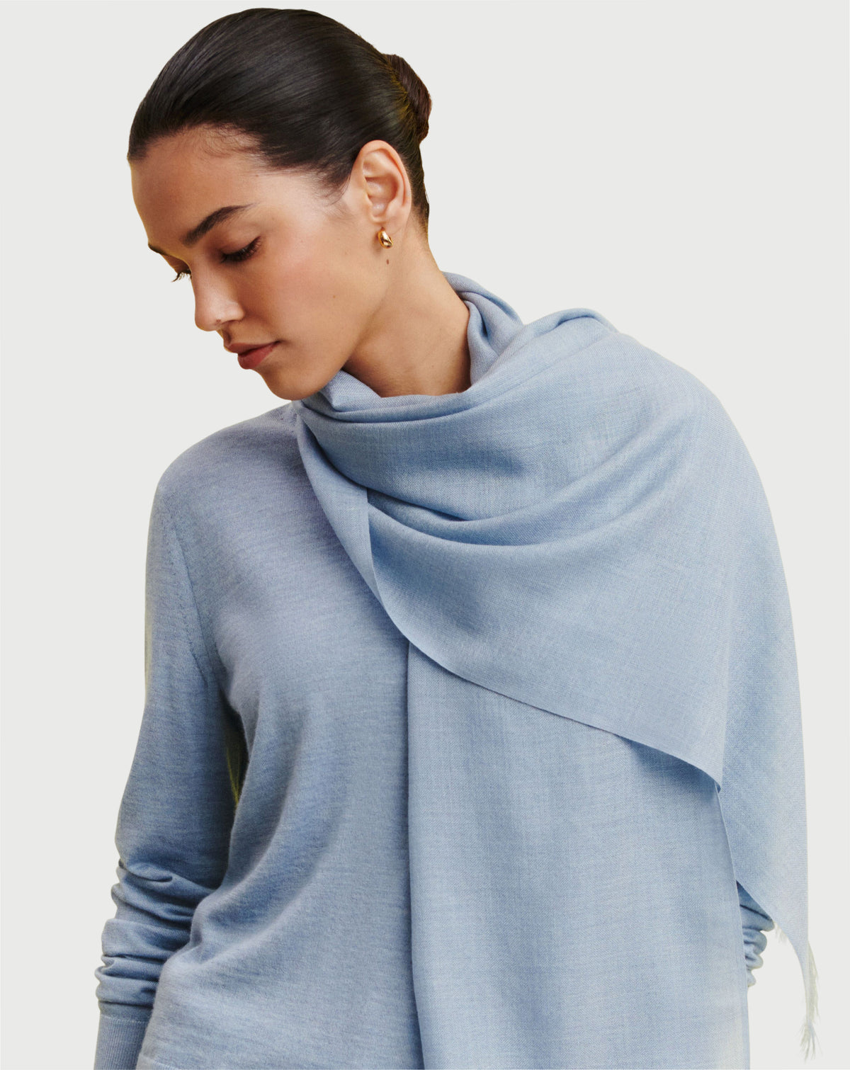 Etole en voile -BLEU GLACIER-100% cachemire
