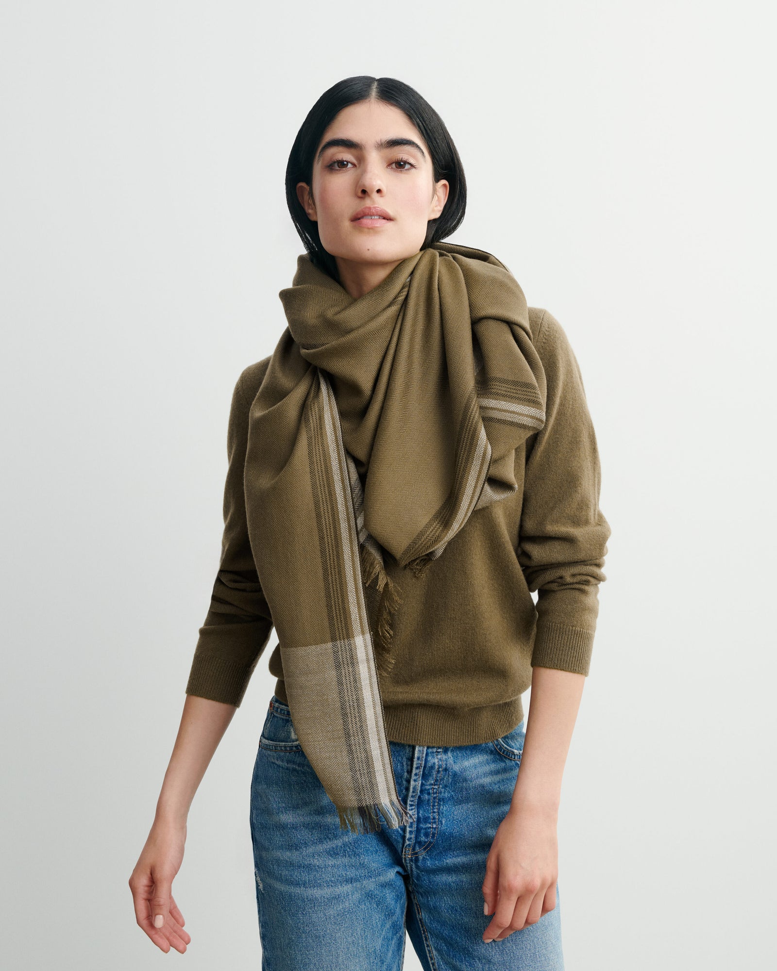 Etole maxi tartan-BRONZE-100% cachemire