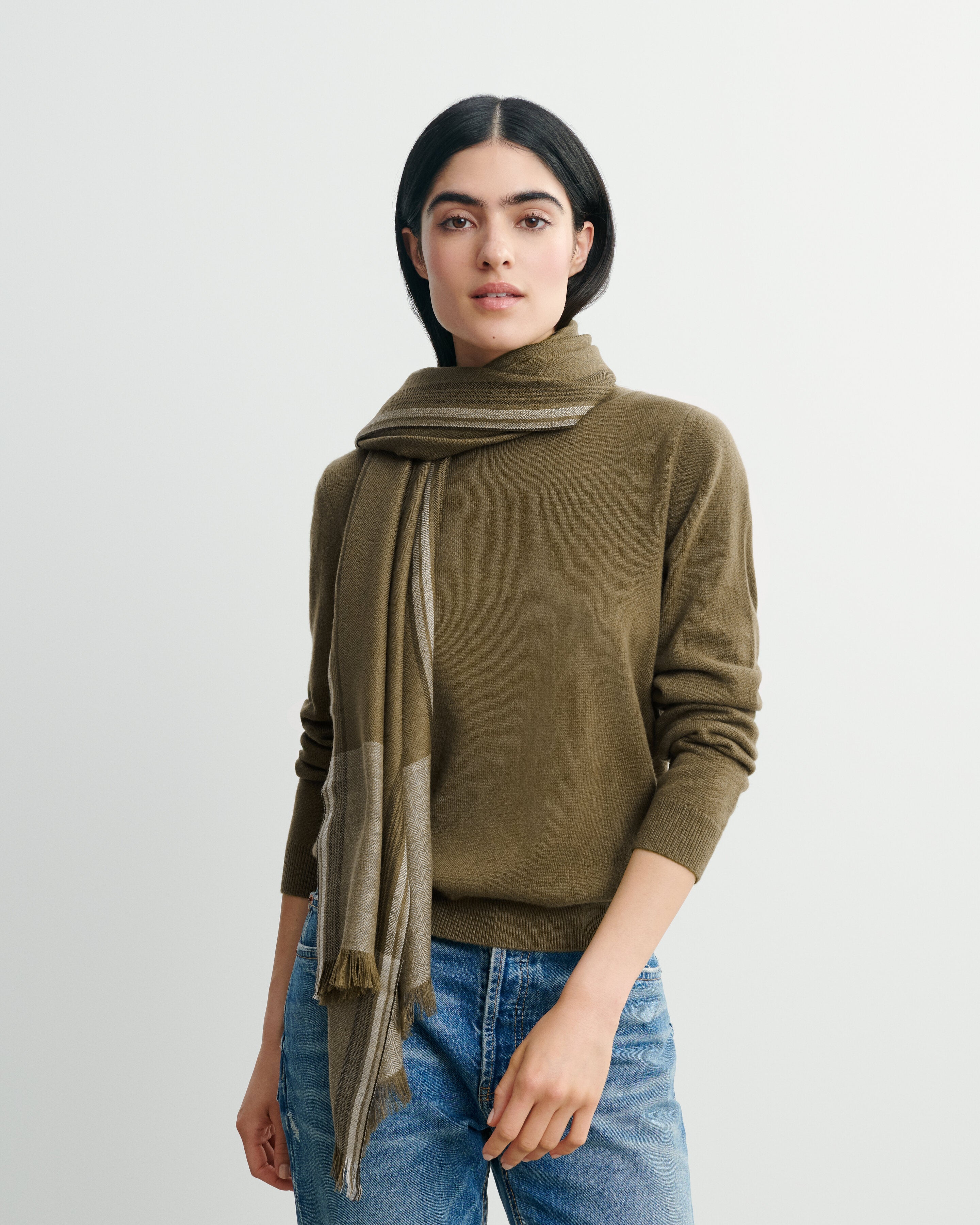 Etole maxi tartan-BRONZE-100% cachemire