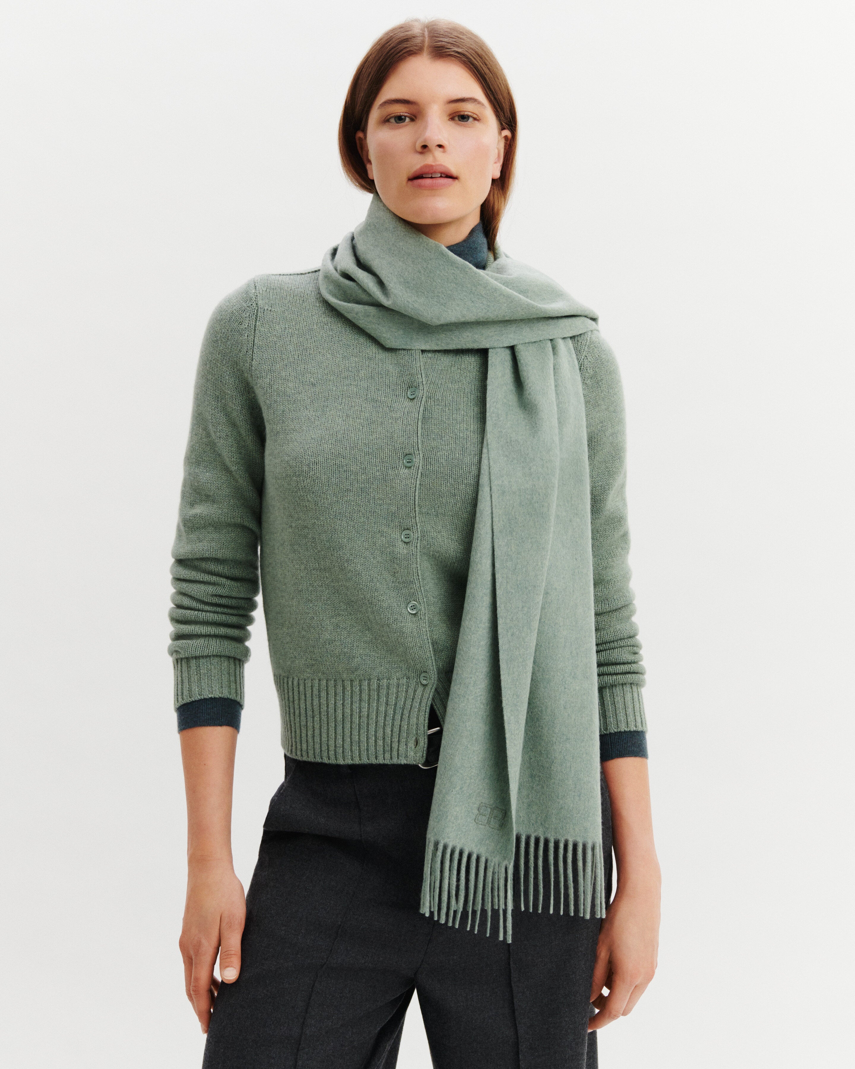 Écharpe Origines-VERT DE GRIS-100% cachemire