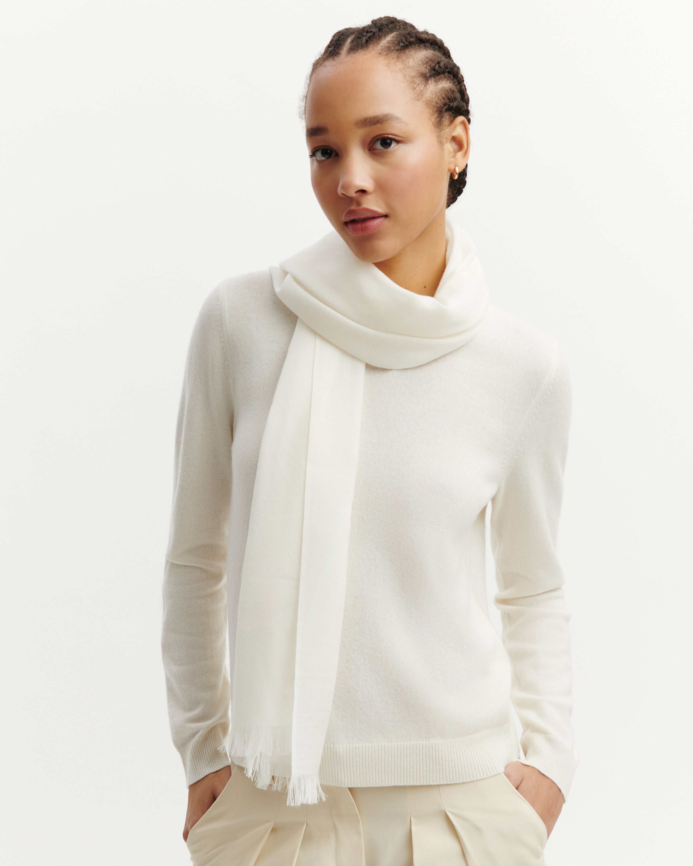 Écharpe voile de cachemire-NATUREL-100% CACHEMIRE