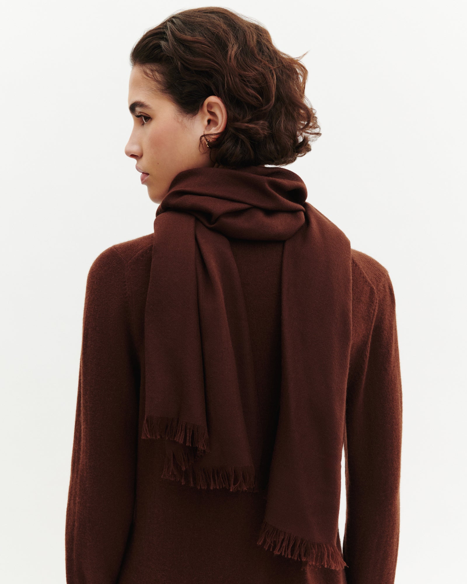 Petite étole en voile-CAFE-100% cachemire