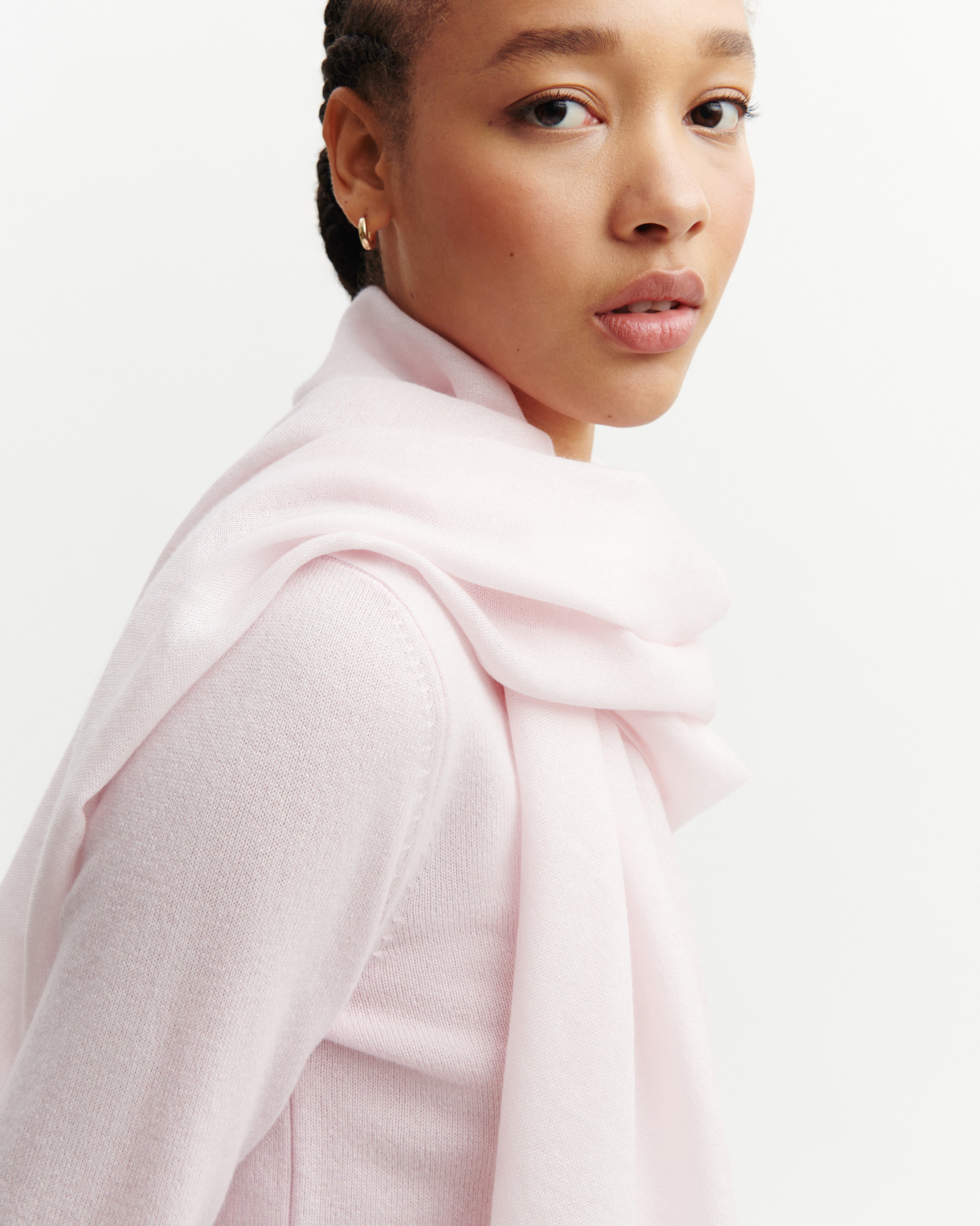 Petite étole en voile-CERISIER-100% cachemire