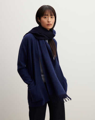 Echarpe double face-MARINE/BLEU NOCTURNE-100% cachemire