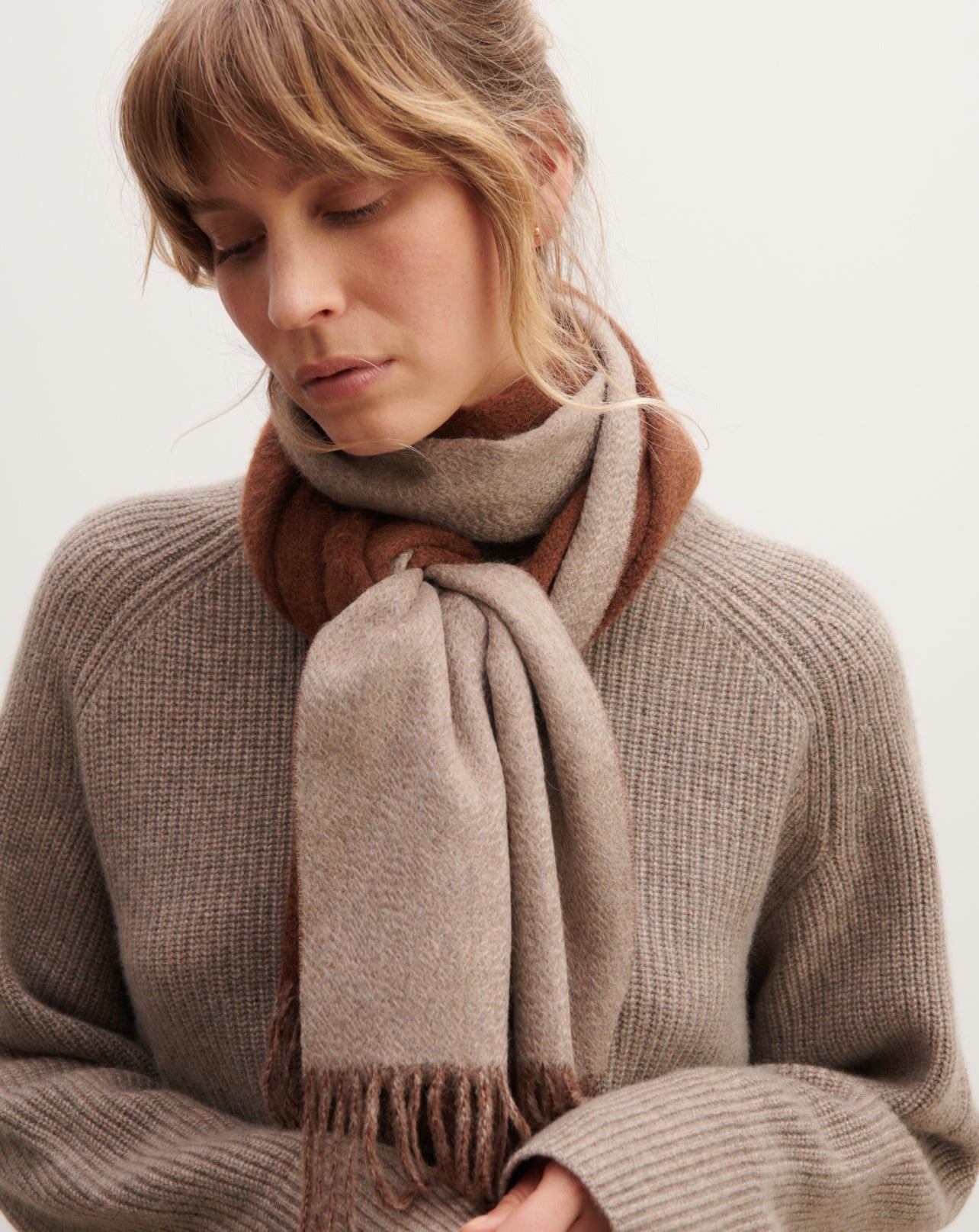 Echarpe double face-MILLET/ORME-100% cachemire