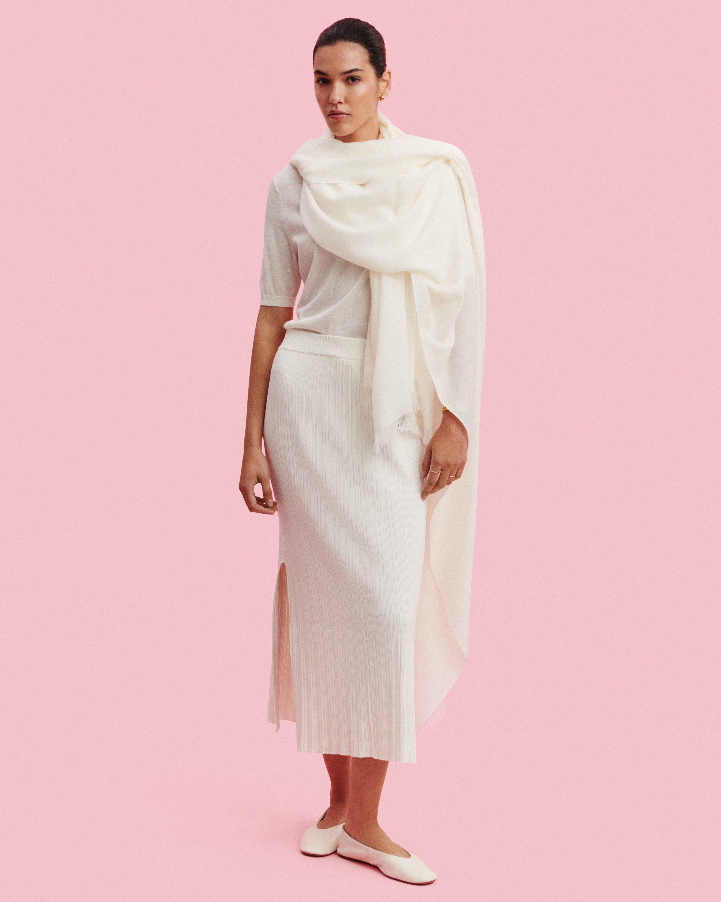 Maxi étole en voile-NATUREL-100% cachemire