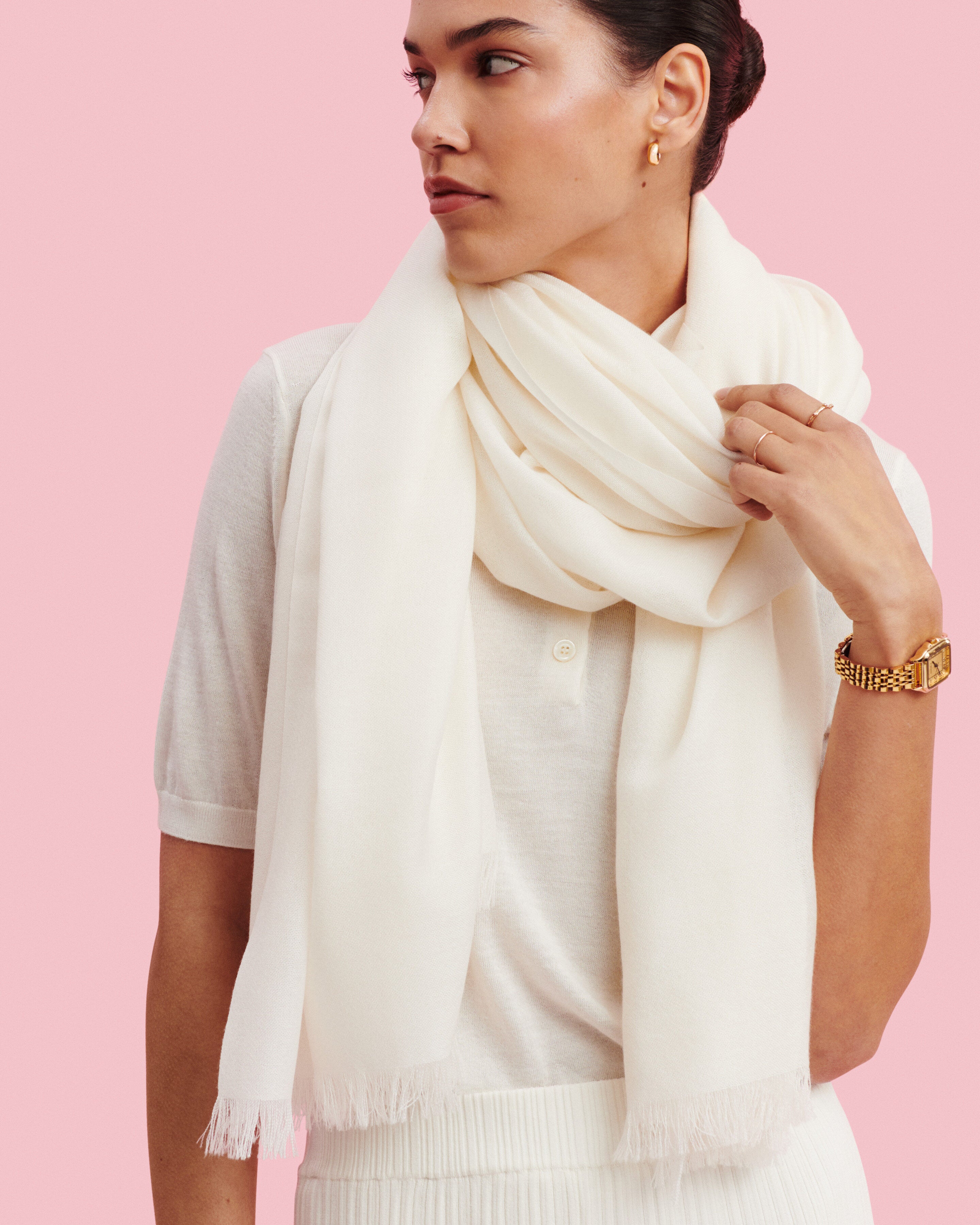 Maxi étole en voile-NATUREL-100% cachemire