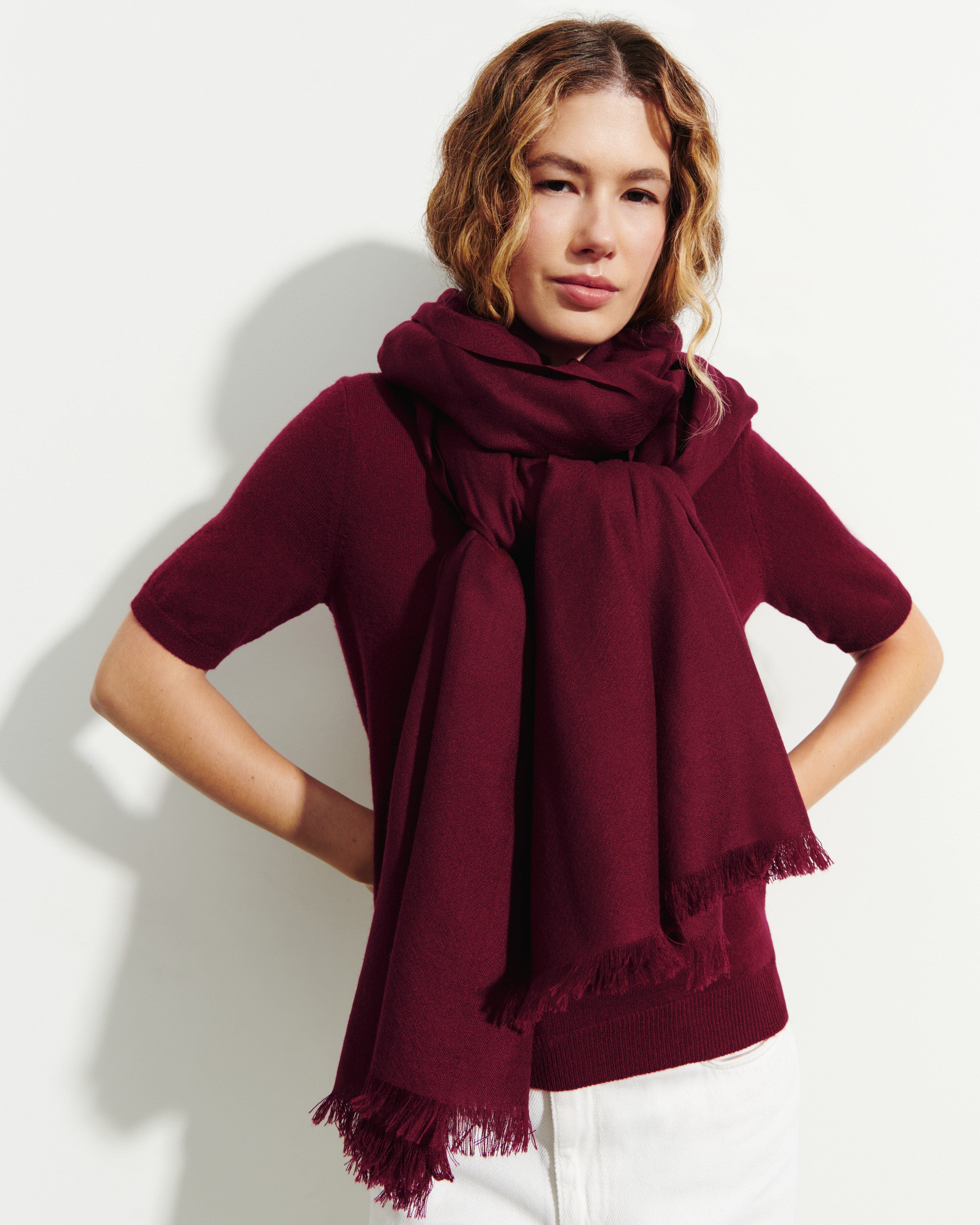 Maxi étole en voile-OXALIS-100% cachemire