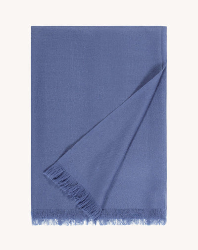 Maxi étole en voile-BLEU ATLAS-100% cachemire