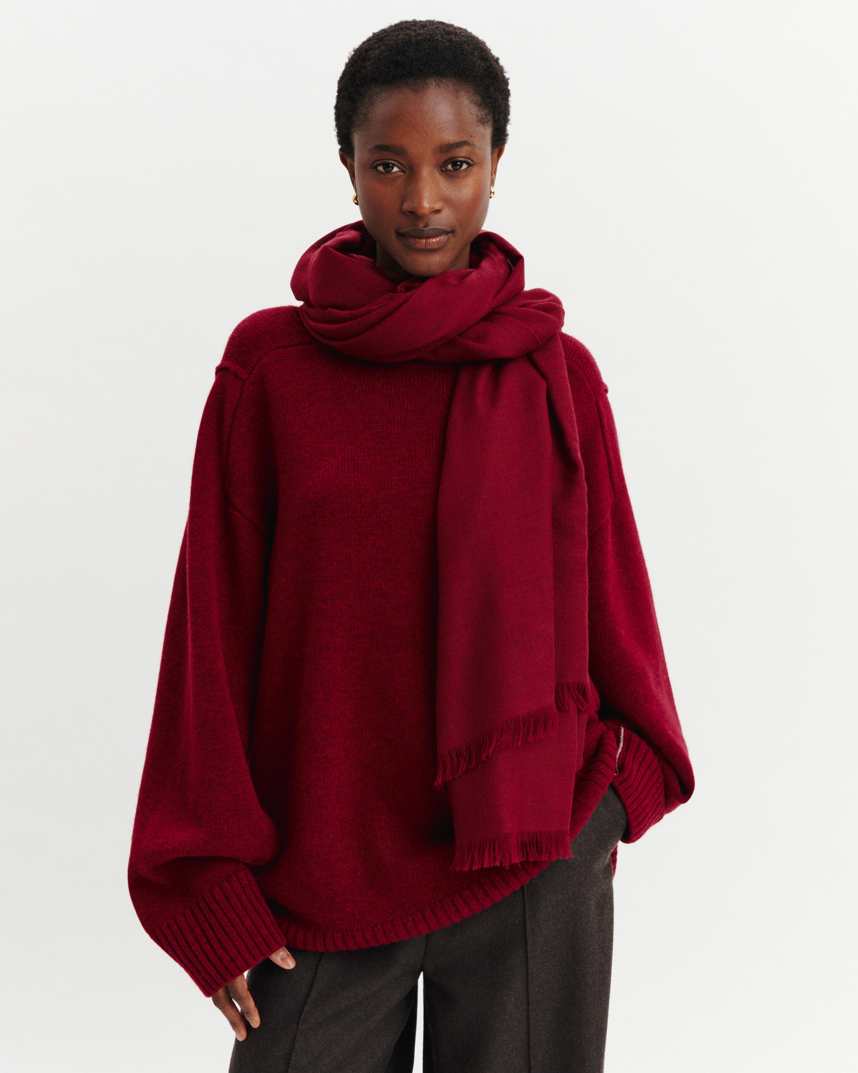 Maxi étole Origines-ROUGE D'ORIENT-100% cachemire