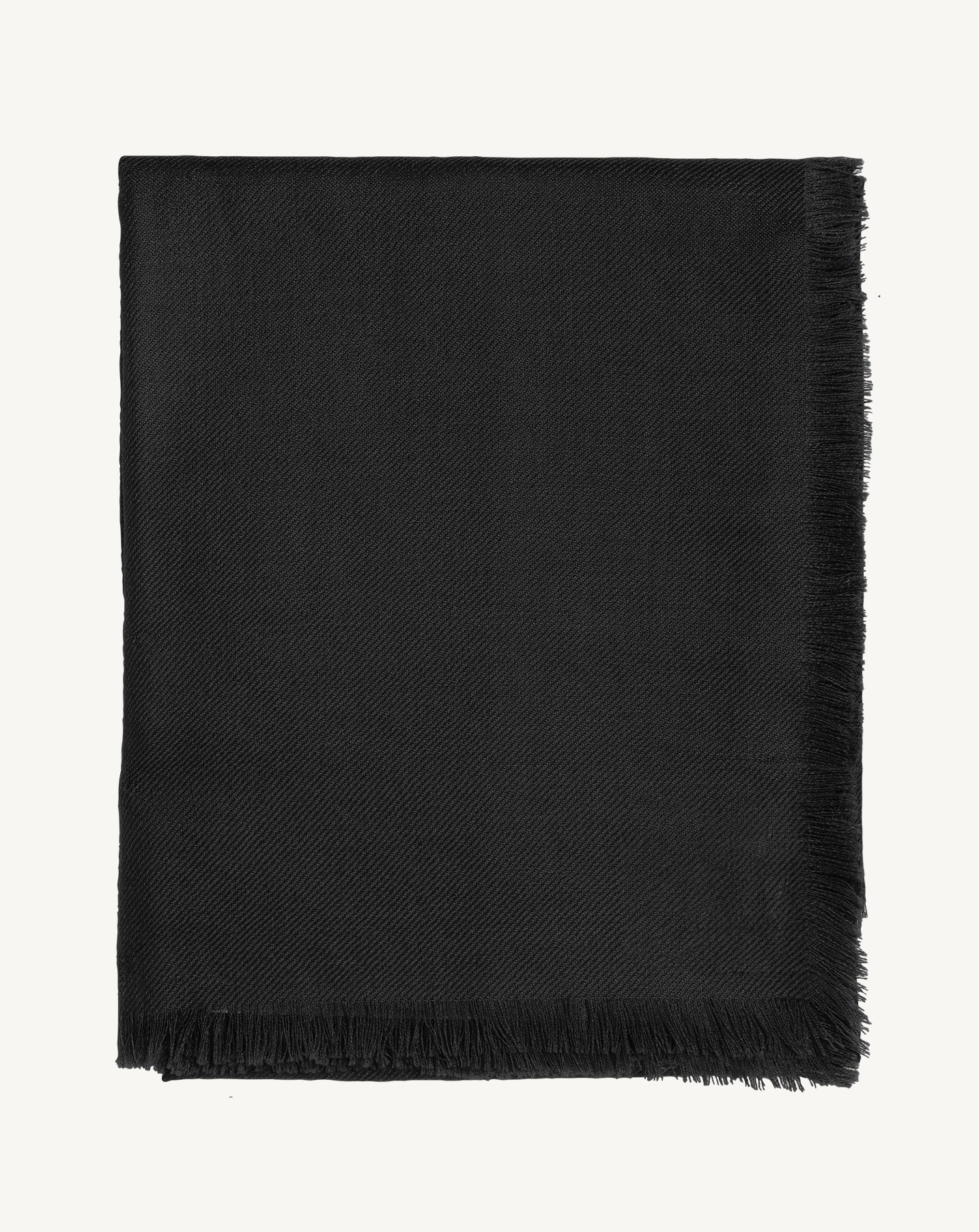 Carré twill à franges-NOIR-100% CACHEMIRE