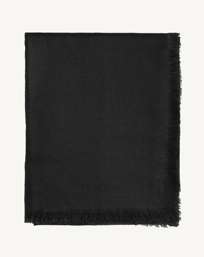 Carré twill à franges-NOIR-100% CACHEMIRE