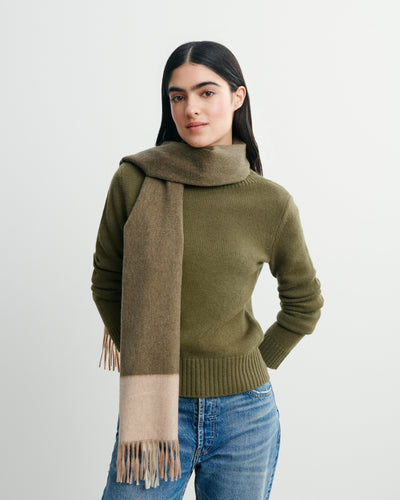 Écharpe à franges maxi tartan-VERT KELLER-100% cachemire