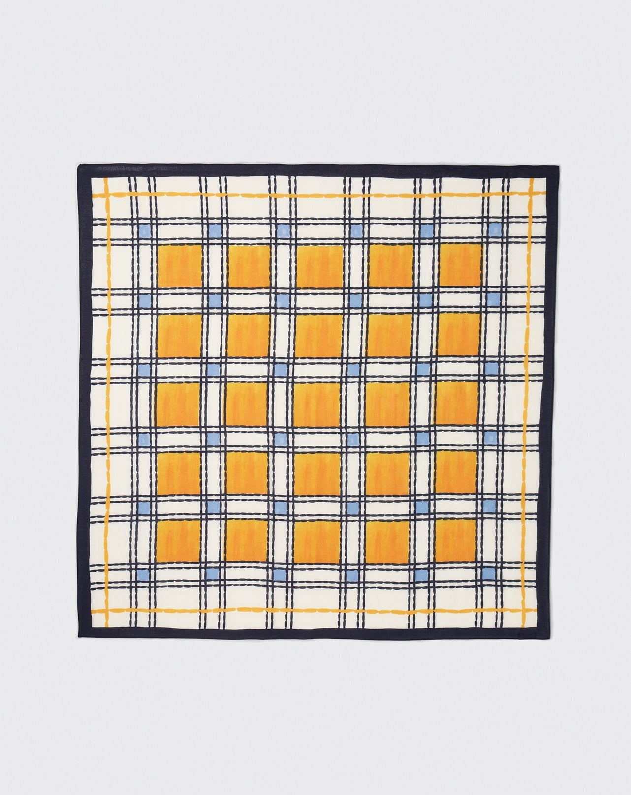 Carré imprimé tartan d'été-MARIGOLD-100% CACHEMIRE