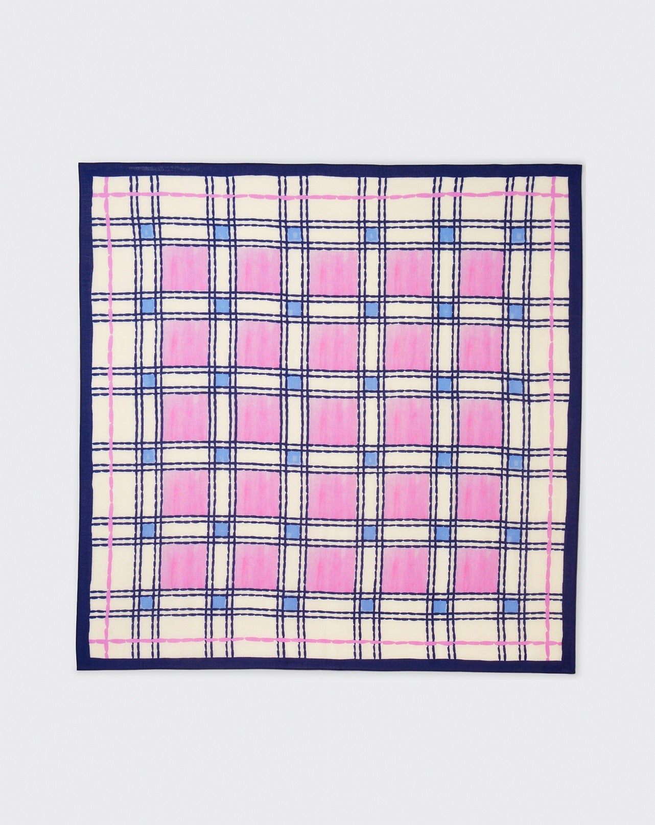 Carré imprimé tartan d'été-SMOOTHIE-100% CACHEMIRE