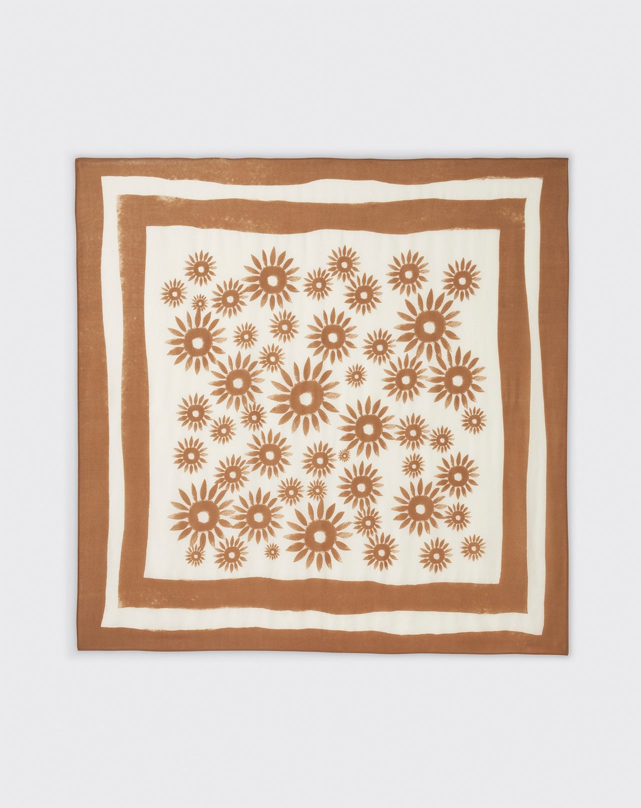 Carré imprimé fleurs soleil-VICUNA-100% CACHEMIRE