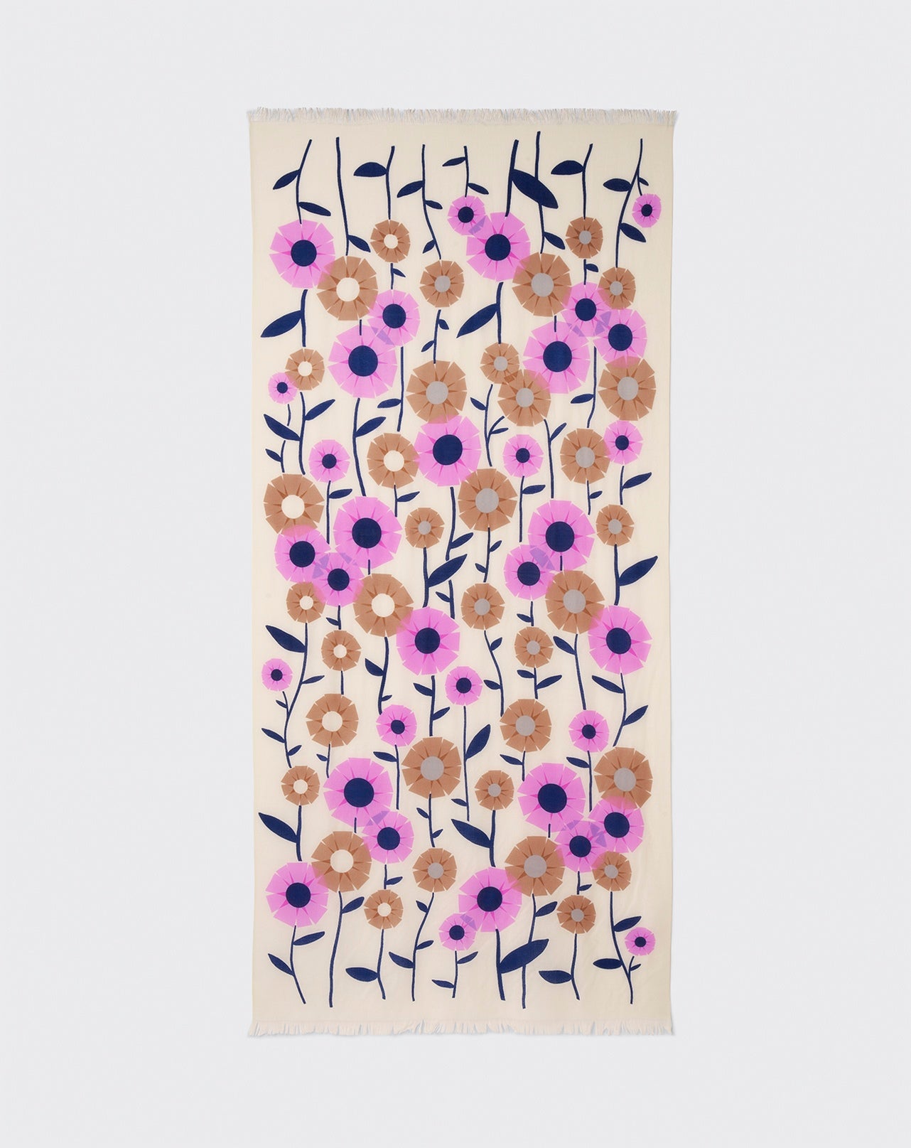 Étole imprimée fleurs rétro-SMOOTHIE-100% CACHEMIRE