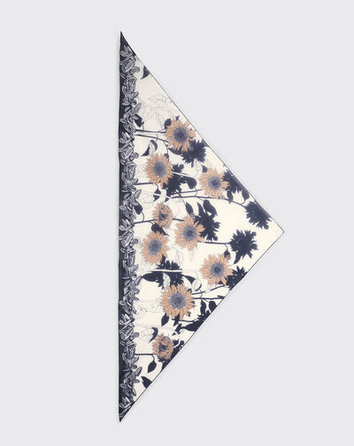 Paréo imprimé-MARINE-80% coton 20% soie