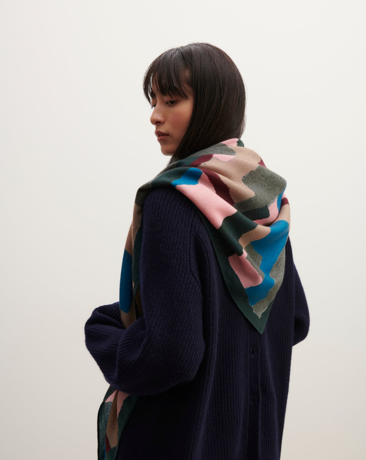 Carré imprimé-ROSE RETRO-100% cachemire