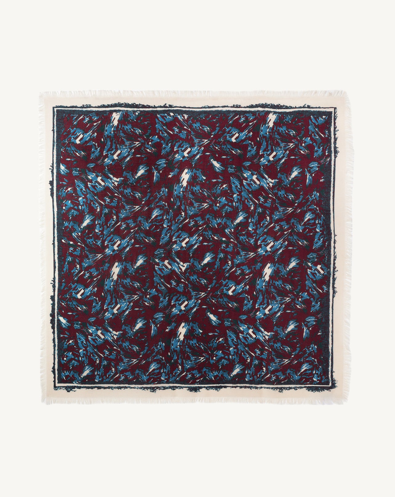 Carré imprimé-BLEU PAON-100% cachemire